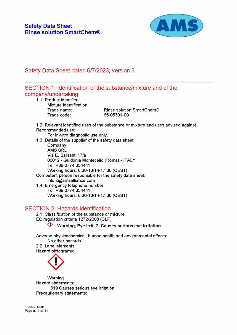 Rinse Solution Safety Data Sheet Material Safety Data Sheet